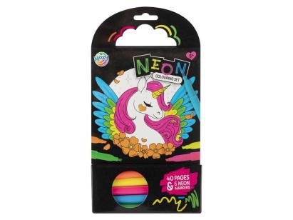 Carte de colorat cu carioci neon pentru copii 5+ - Peripetiile unicornului