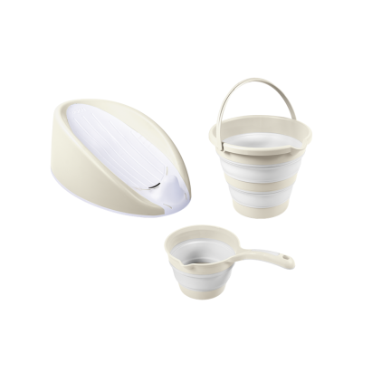 Set baie bebelusi 3 in 1 cu suport anatomic, galeata si cana, bej