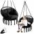 Scaun rotund tip leagan suspendat cu perna Confort Plus, casa sau gradina, negru Household NewTrend