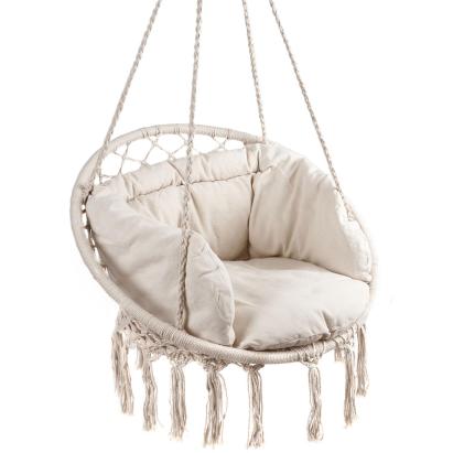 Scaun rotund tip leagan suspendat cu perna Confort Plus, casa sau gradina, bej Household NewTrend