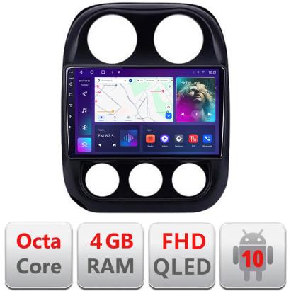 Navigatie Android Jeep Compass 2010-2016 cu ecran QLED, 4GB RAM si 64GB
