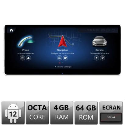 Navigatie Android Mercedes C W204 NTG4 2007-2011, ecran 12.3 inch, 4G, 8GB+128GB