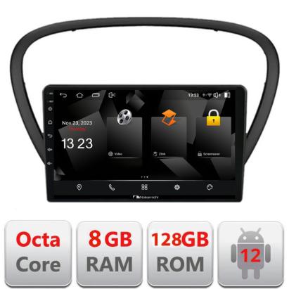 Navigație Peugeot 607 Android 12 cu GPS, CarPlay, 8GB RAM și 128GB
