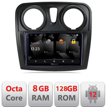 Navigație Dacia Sandero Logan 2012-2020 Android 12, 8GB RAM, 128GB, 2K QLED