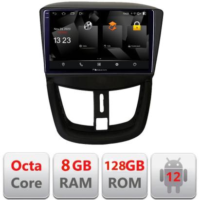 Navigație auto Peugeot 207 Android 12 QLED 2K Octa Core 8GB RAM 128GB