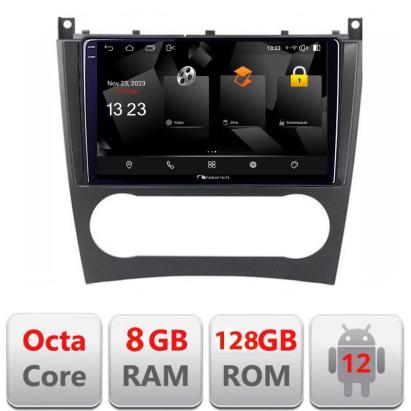 Navigatie Mercedes Clasa C W203 facelift Android 12 8GB RAM 128GB QLED 2K
