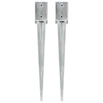 Țăruși de sol, 2 buc., argintiu, 9x9x75 cm, oțel galvanizat GartenMobel Dekor