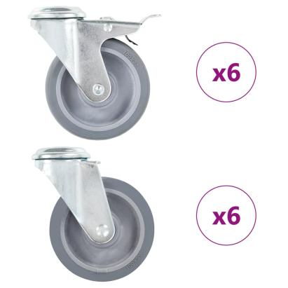 Roți pivotante cu gaură pentru șurub, 12 buc., 100 mm GartenMobel Dekor