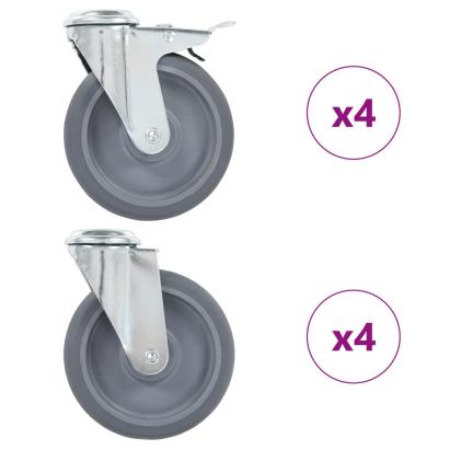 Roți pivotante cu gaură pentru șurub, 8 buc., 125 mm GartenMobel Dekor