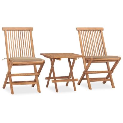 Set mobilier exterior pliabil cu perne, 3 piese, lemn masiv tec GartenMobel Dekor