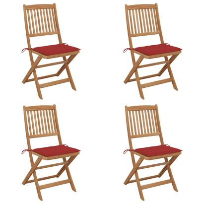 Scaune grădină pliabile cu perne, 4 buc., lemn masiv de acacia GartenMobel Dekor