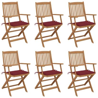 Scaune de grădină pliabile cu perne, 6 buc., lemn masiv acacia GartenMobel Dekor