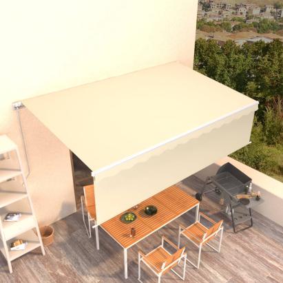 Copertină retractabilă manual cu stor, crem , 5x3 m GartenMobel Dekor