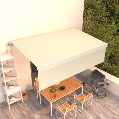 Copertină retractabilă automat cu stor, crem, 5x3 m GartenMobel Dekor