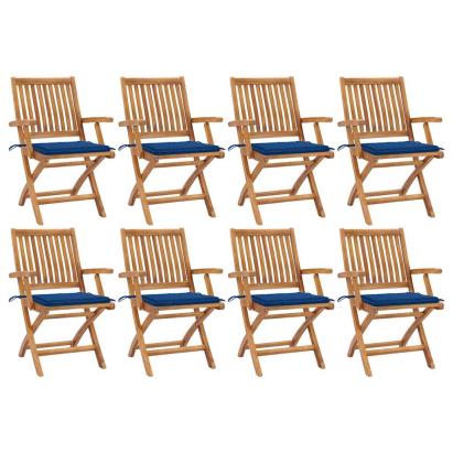 Scaune pliabile de grădină cu perne, 8 buc., lemn masiv de tec GartenMobel Dekor