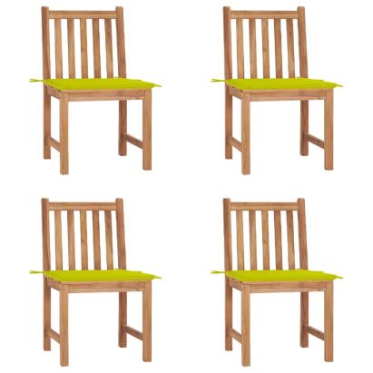 Scaune de grădină cu perne, 4 buc., lemn masiv de tec GartenMobel Dekor