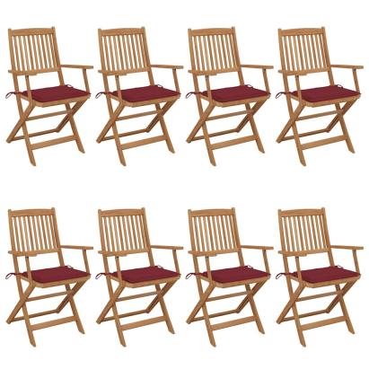 Scaune de grădină pliabile cu perne, 8 buc., lemn masiv acacia GartenMobel Dekor