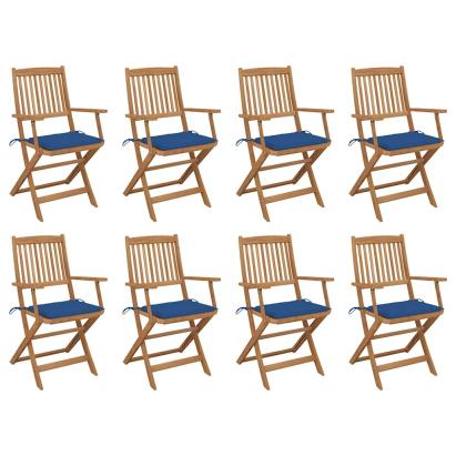 Scaune pliabile de exterior cu perne, 8 buc., lemn masiv acacia GartenMobel Dekor