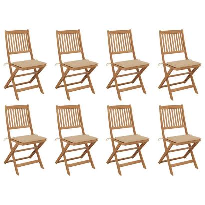 Scaune pliabile de exterior cu perne, 8 buc., lemn masiv acacia GartenMobel Dekor