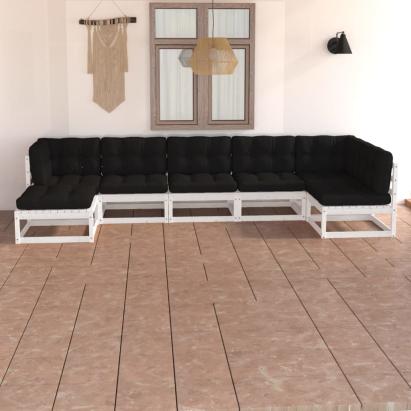 Set mobilier de grădină cu perne, 7 piese, lemn masiv de pin GartenMobel Dekor