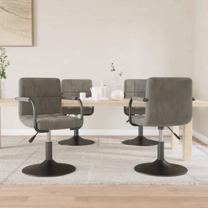 Scaune de masă pivotante, 4 buc., gri deschis, catifea GartenMobel Dekor
