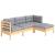 Set mobilier grădină cu perne, 4 piese, gri, lemn de pin GartenMobel Dekor