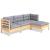 Set mobilier grădină cu perne, 4 piese, gri, lemn de pin GartenMobel Dekor