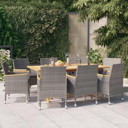 Set mobilier de grădină cu perne, gri, 9 piese GartenMobel Dekor