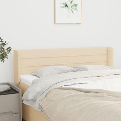 Tăblie de pat cu aripioare crem 147x16x78/88 cm textil GartenMobel Dekor