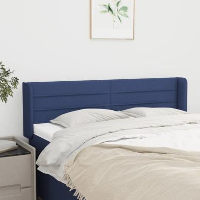 Tăblie de pat cu aripioare, albastru, 147x16x78/88 cm textil GartenMobel Dekor