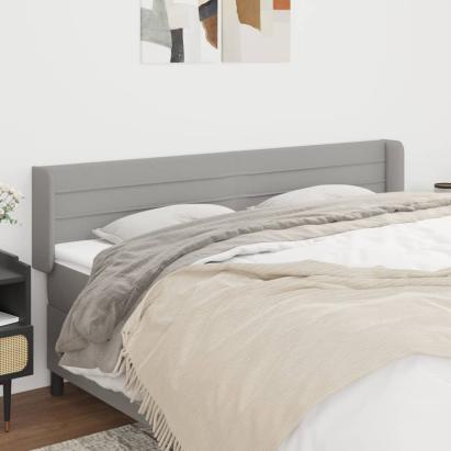 Tăblie de pat cu aripioare gri deschis 163x16x78/88 cm textil GartenMobel Dekor