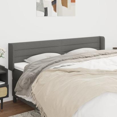 Tăblie de pat cu aripioare gri închis 203x16x78/88 cm textil GartenMobel Dekor