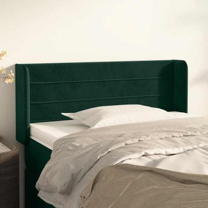 Tăblie pat cu aripioare verde închis 83x16x78/88 cm catifea GartenMobel Dekor