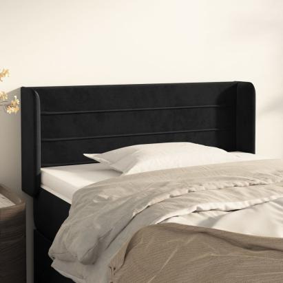 Tăblie de pat cu aripioare negru 103x16x78/88 cm catifea GartenMobel Dekor