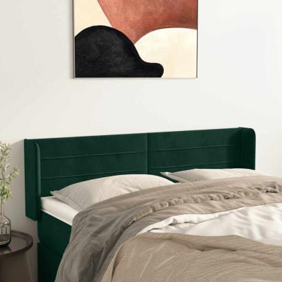 Tăblie de pat cu aripioare verde închis 147x16x78/88 cm catifea GartenMobel Dekor