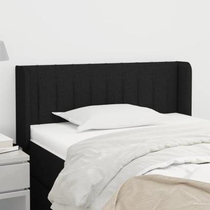 Tăblie de pat cu aripioare negru 103x16x78/88 cm textil GartenMobel Dekor