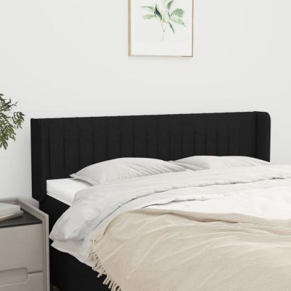 Tăblie de pat cu aripioare negru 147x16x78/88 cm textil GartenMobel Dekor