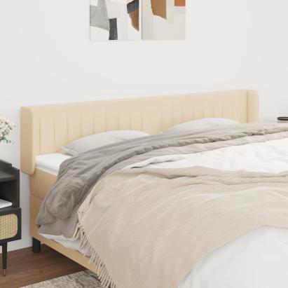 Tăblie de pat cu aripioare crem 163x16x78/88 cm textil GartenMobel Dekor