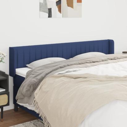Tăblie de pat cu aripioare albastru 163x16x78/88 cm textil GartenMobel Dekor