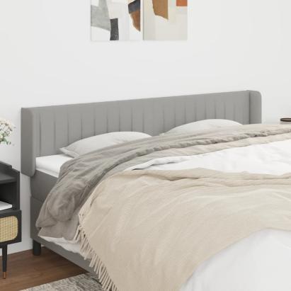 Tăblie de pat cu aripioare gri deschis 183x16x78/88 cm textil GartenMobel Dekor