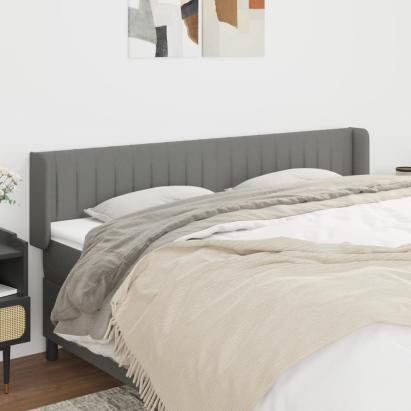 Tăblie de pat cu aripioare gri închis 203x16x78/88 cm textil GartenMobel Dekor