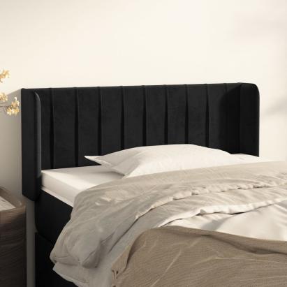 Tăblie de pat cu aripioare negru 103x16x78/88 cm catifea GartenMobel Dekor