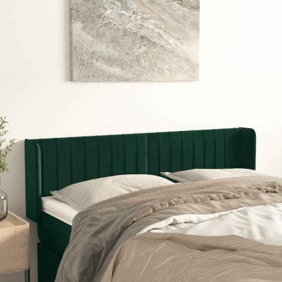 Tăblie de pat cu aripioare verde închis 147x16x78/88 cm catifea GartenMobel Dekor