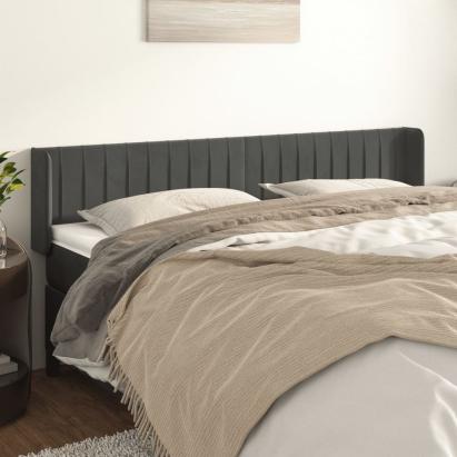 Tăblie de pat cu aripioare gri închis 163x16x78/88 cm catifea GartenMobel Dekor
