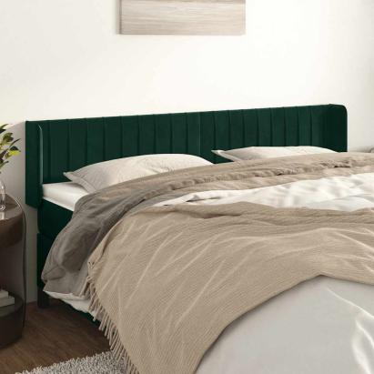 Tăblie de pat cu aripioare verde închis 163x16x78/88 cm catifea GartenMobel Dekor