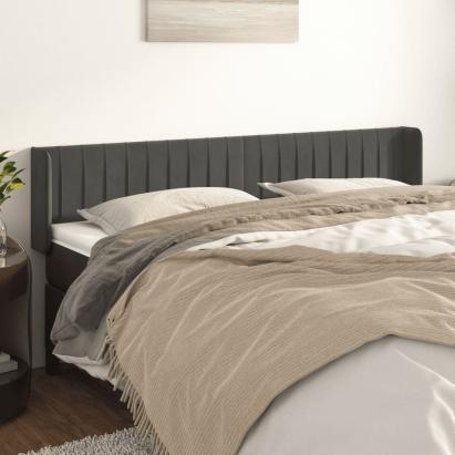 Tăblie de pat cu aripioare gri închis 183x16x78/88 cm catifea GartenMobel Dekor