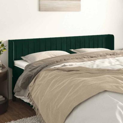 Tăblie de pat cu aripioare verde închis 203x16x78/88 cm catifea GartenMobel Dekor