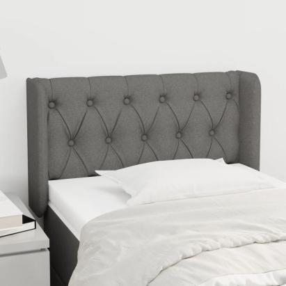 Tăblie de pat cu aripioare gri închis 83x16x78/88 cm textil GartenMobel Dekor