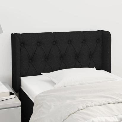 Tăblie de pat cu aripioare negru 83x16x78/88 cm textil GartenMobel Dekor