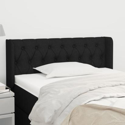Tăblie de pat cu aripioare negru 103x16x78/88 cm textil GartenMobel Dekor